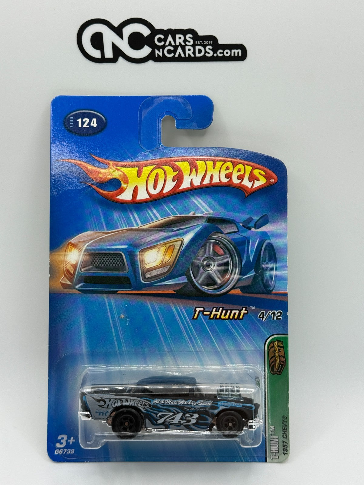 2005 Hot Wheels T-Hunt Treasure Hunt 4/12 1957 Chevy Black Wheels (Card Crease)