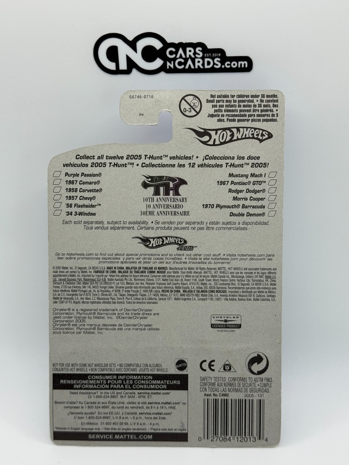 2005 Hot Wheels T-Hunt Treasure Hunt 11/12 1970 Plymouth Barracuda W/Protector