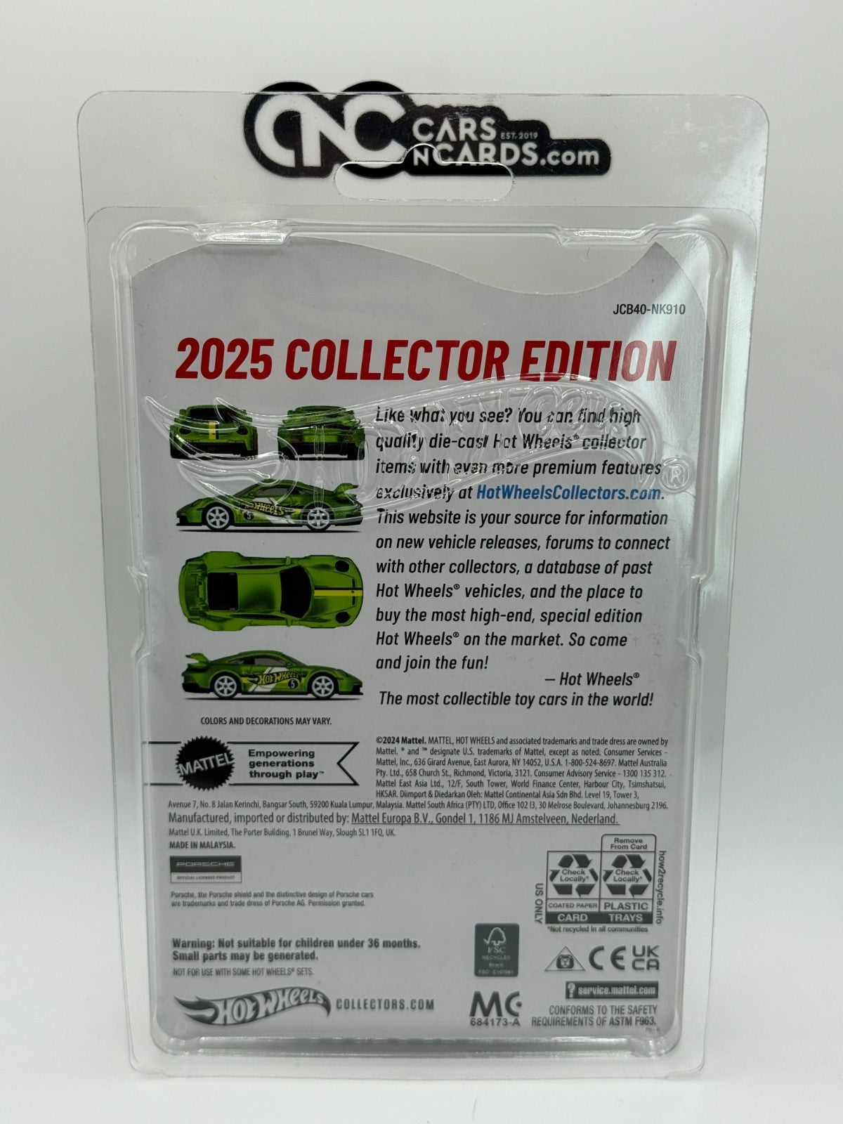 2025 Hot Wheels Mail In Collector Edition Porsche 911 GT3 With Protector