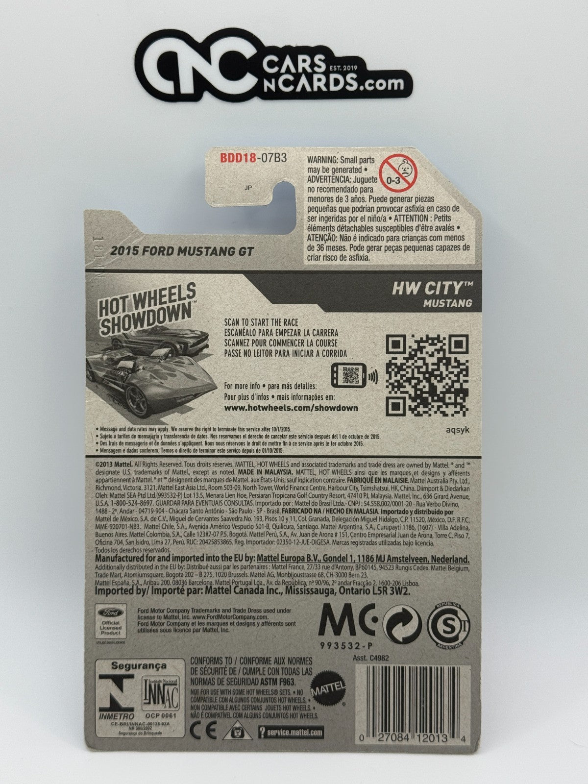 2014 Hot Wheels HW City 2015 Ford Mustang GT Red (Card Crease)