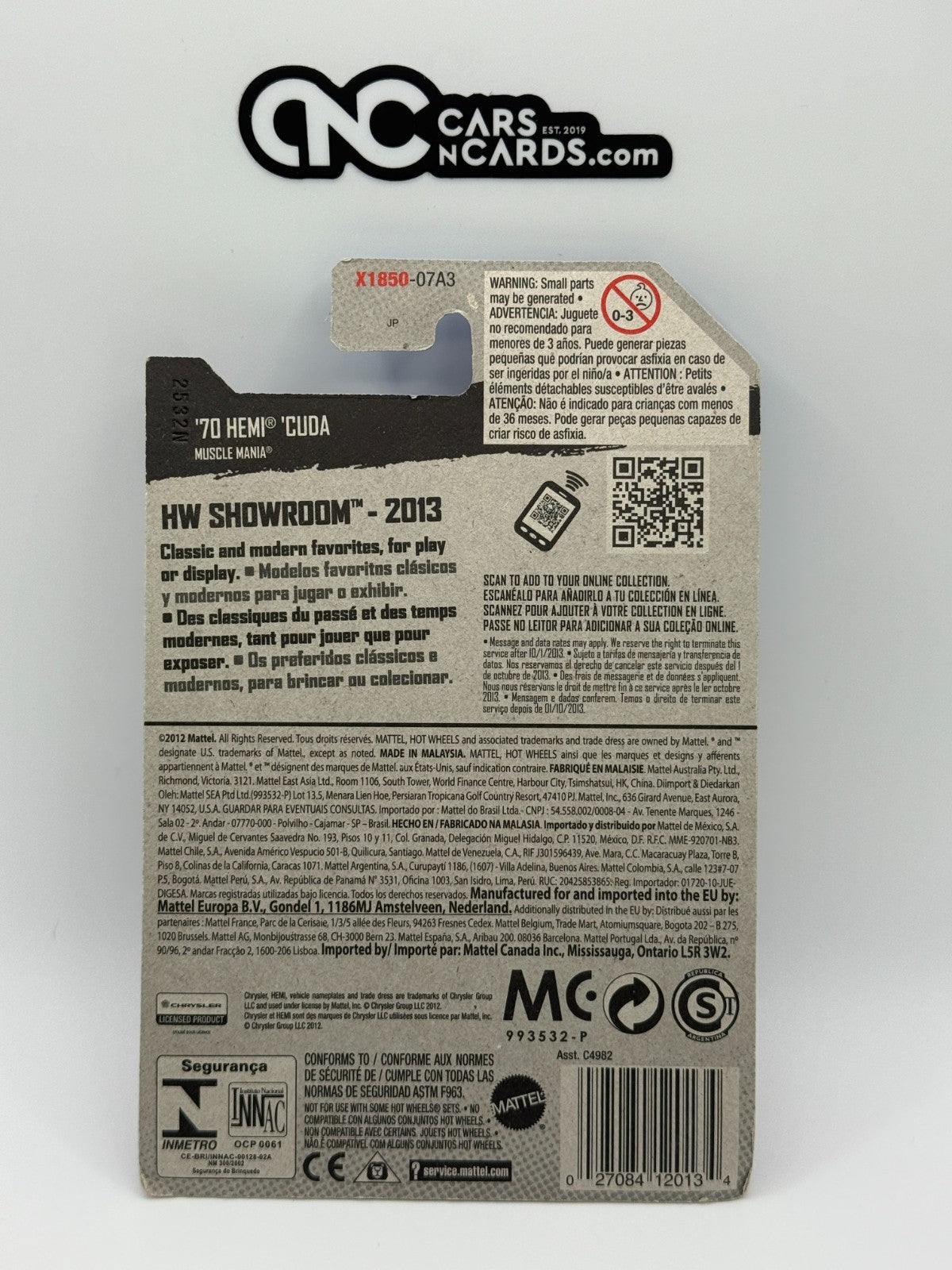 2013 Hot Wheels HW Showroom '70 Hemi Cuda Red (Soft Corners)