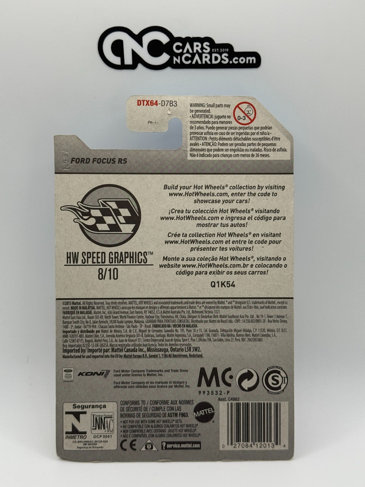 2016 Hot Wheels HW Speed Graphics 8/10 Ford Focus RS Koni (Soft Corners)