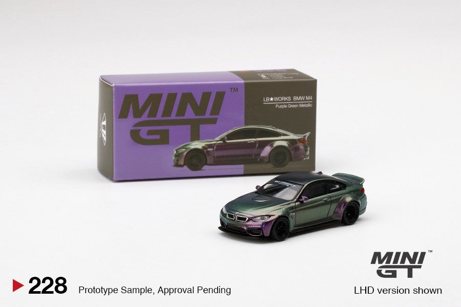 MINI GT LB★WORKS BMW M4 purple llic 1:64 Scale LB Works BMW M4, Purple Green Metallic by Mini GT
