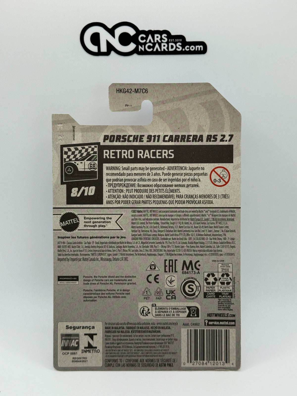 2023 Hot Wheels Retro Racers 8/10 Porsche 911 Carrera RS White (Soft Corners)