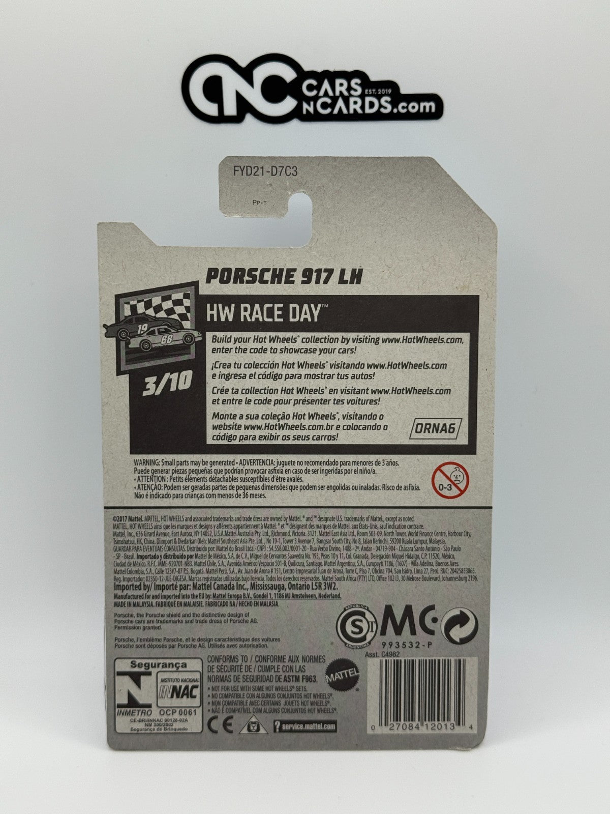 2019 Hot Wheels HW Race Day 3/10 Porsche 917 LH Blue (Soft Corners)