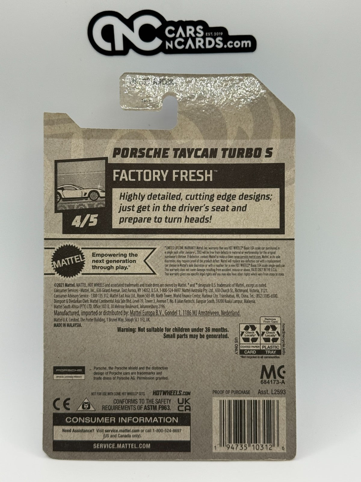 2023 Hot Wheels Factory Fresh 4/5 Zamac Porsche Taycan Turbo S