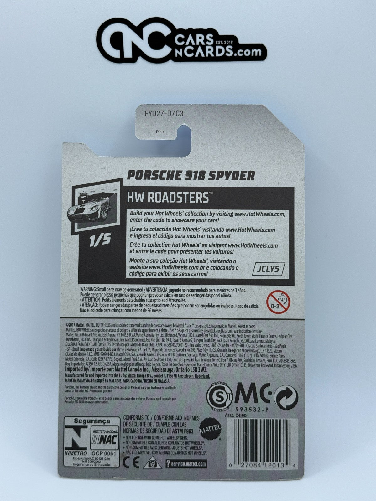 2019 Hot Wheels HW Roadsters 1/5 Porsche 918 Spyder Black