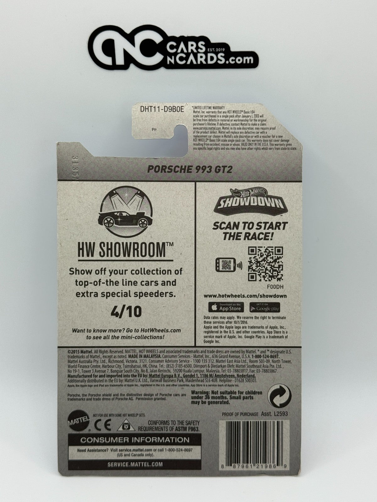 2016 Hot Wheels HW Showroom 4/10 Porsche 993 GT2 Blue