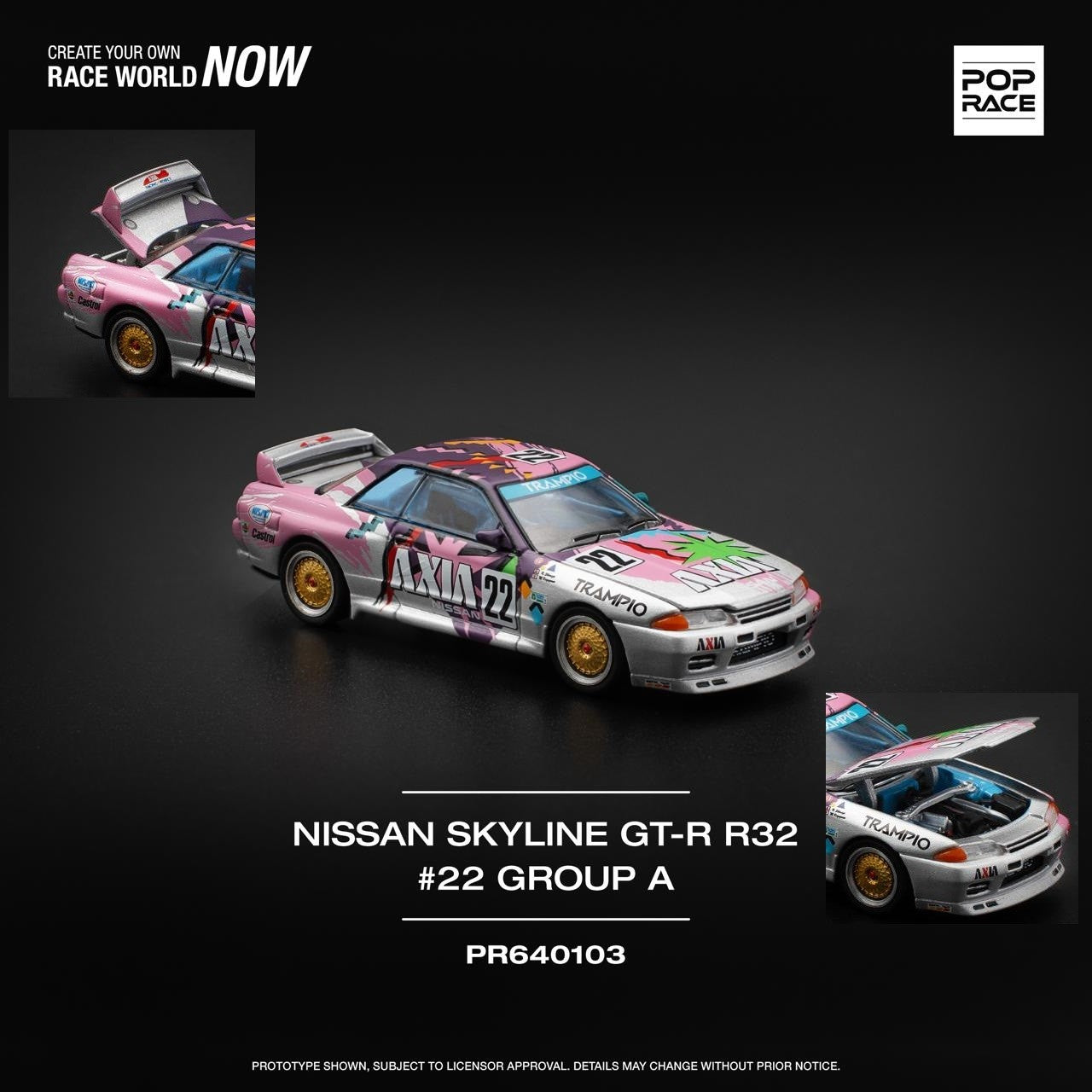 POPRACE 1:64 NISSAN SKYLINE GT-R R32 #22 AXIA GROUP A PR640103