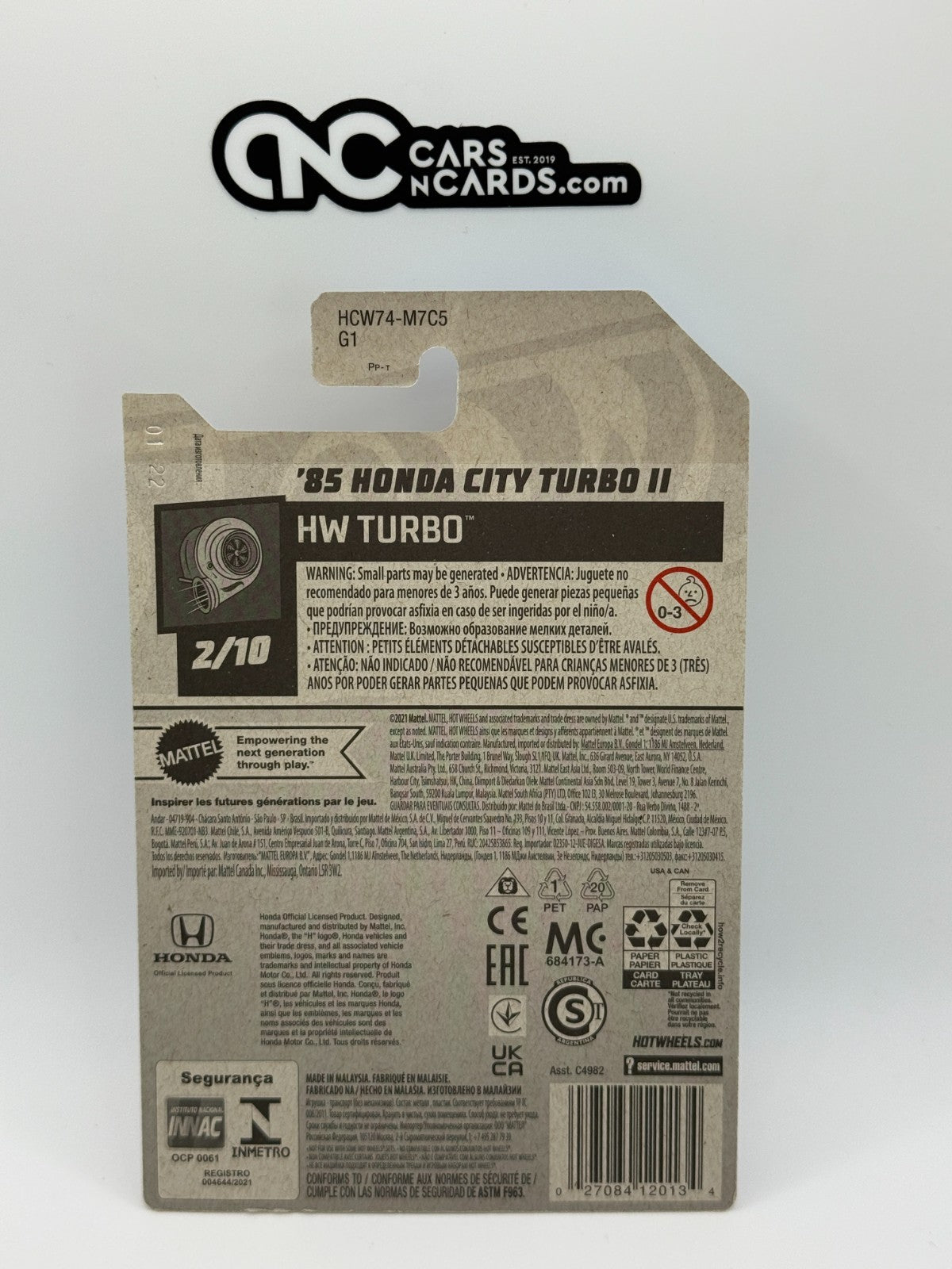 2019 Hot Wheels HW Turbo 2/10 '85 Honda City Turbo II Blue (Card Crease)