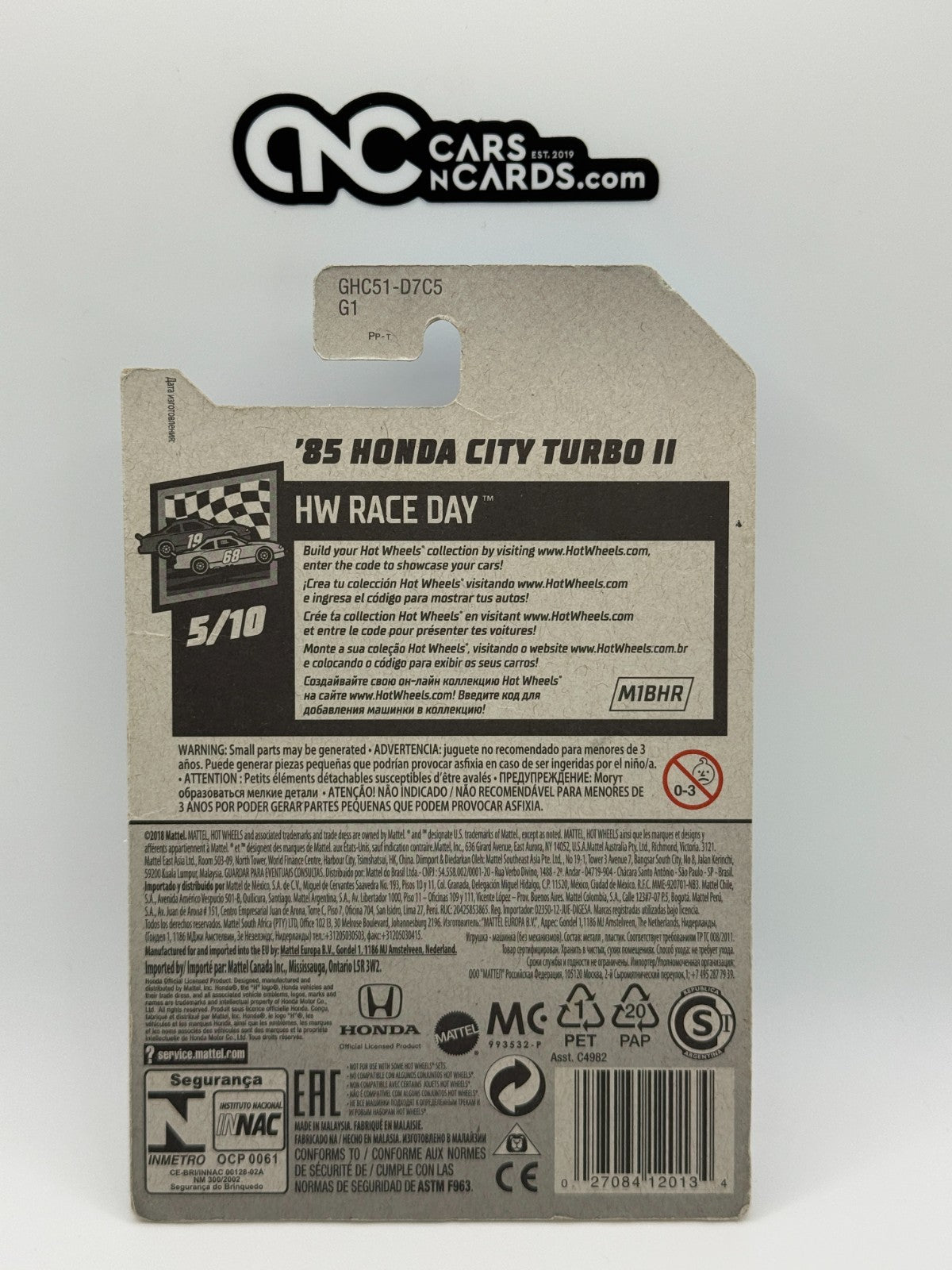 2020 Hot Wheels HW Race Day 5/10 '85 Honda City Turbo II Silver (Card Damage)