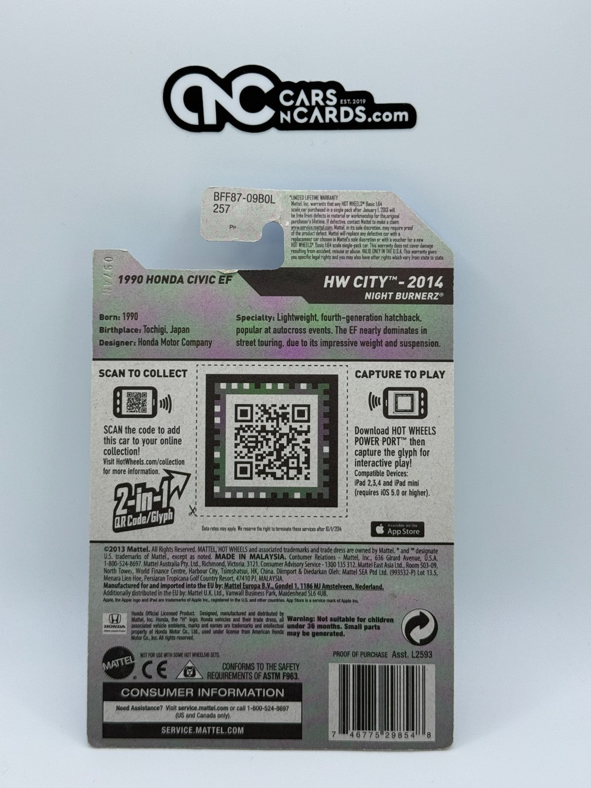 2014 Hot Wheels HW City 1990 Honda Civic EF Blue (Card Damage)