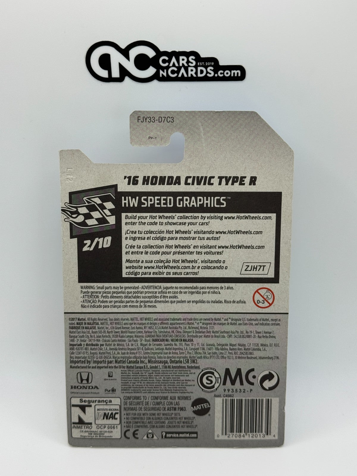 2018 Hot Wheels HW Speed Graphics 2/10 '16 Honda Civic Type R Blue