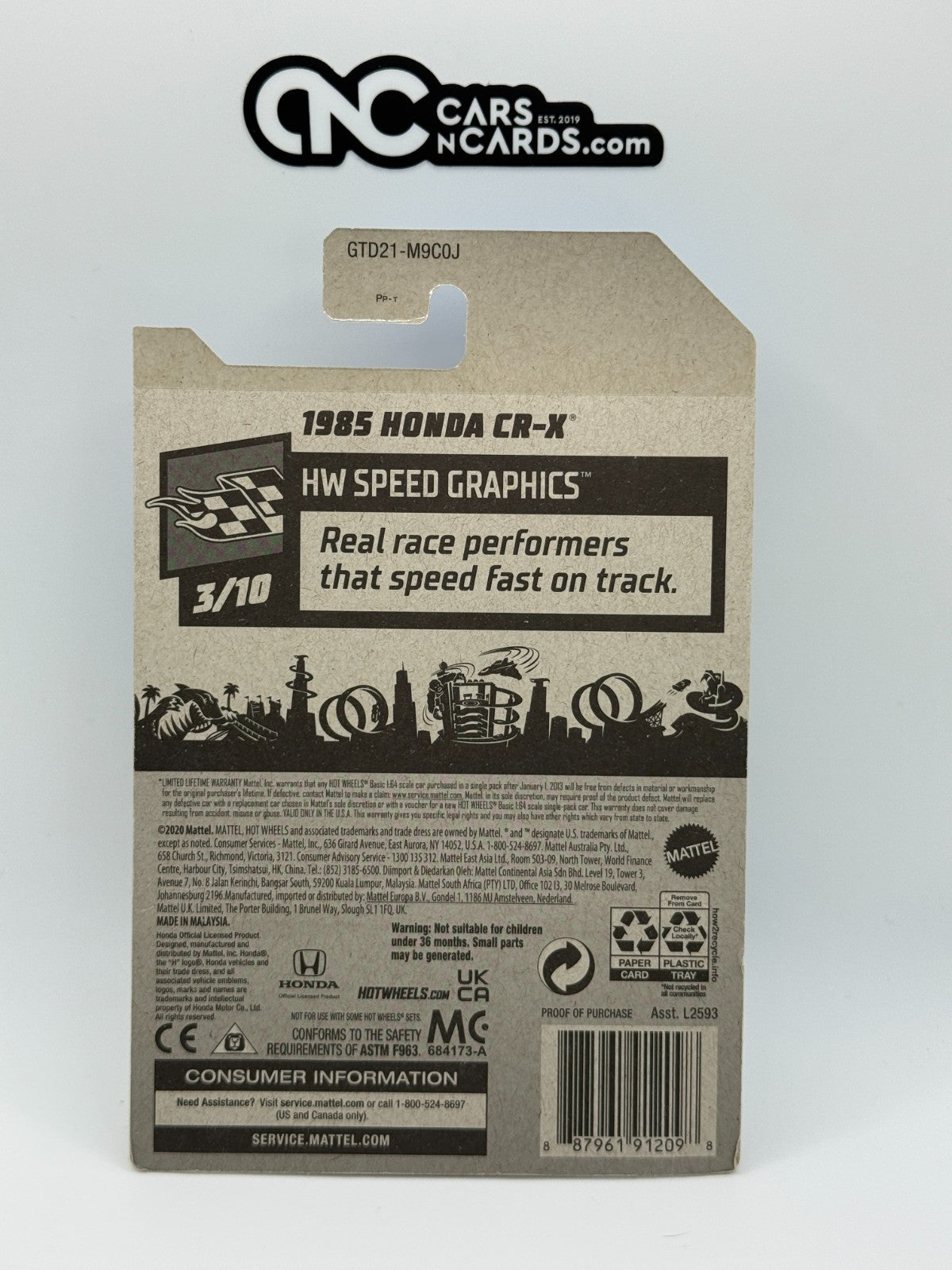 2021 Hot Wheels HW Speed Graphics 3/10 1985 Honda CR-X Zamac