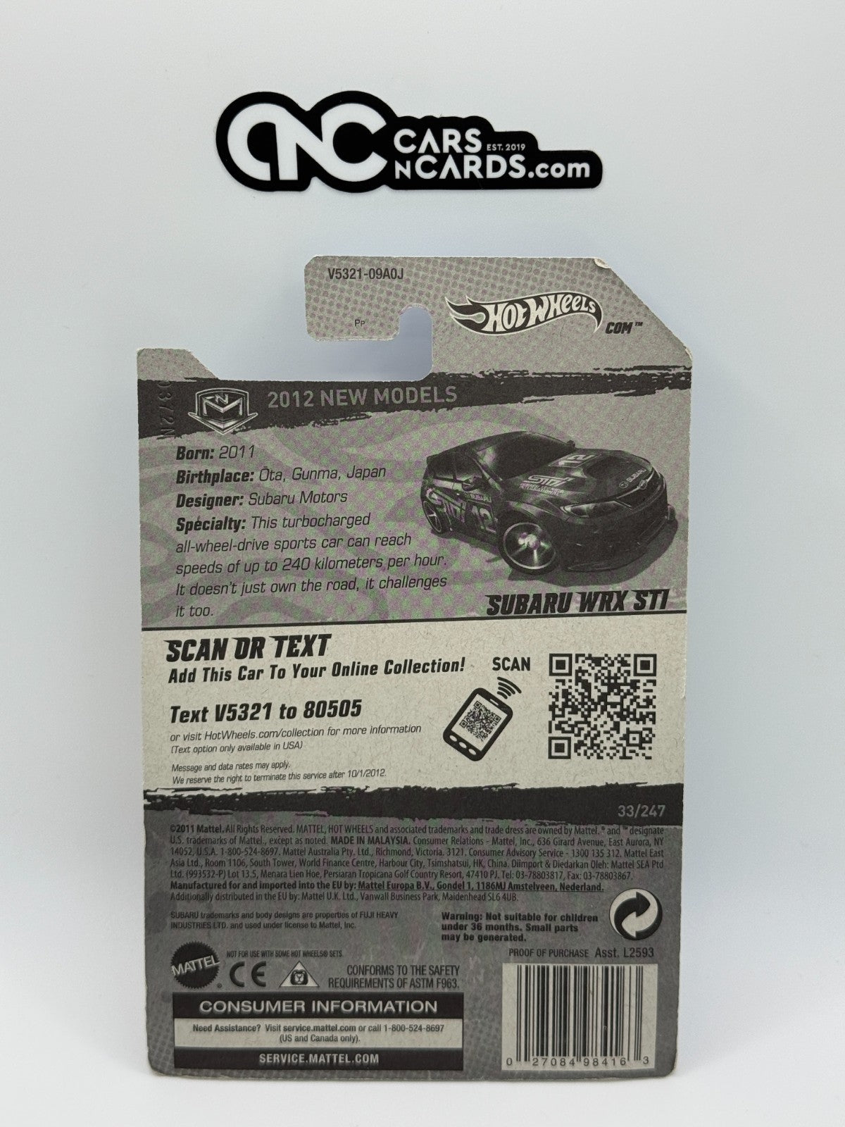 2012 Hot Wheels 2012 New Models Subaru WRX STI Blue