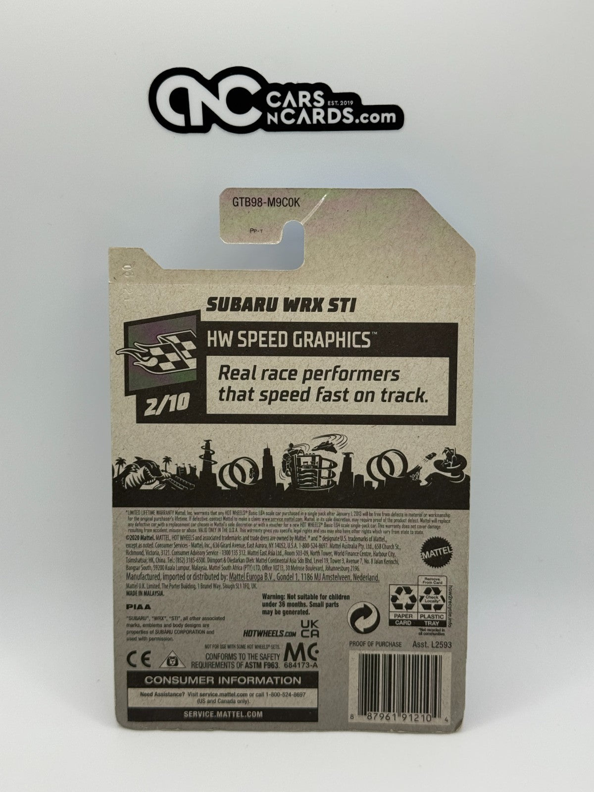 2021 Hot Wheels HW Speed Graphics 2/10 Subaru WRX STI White (Card Damage)