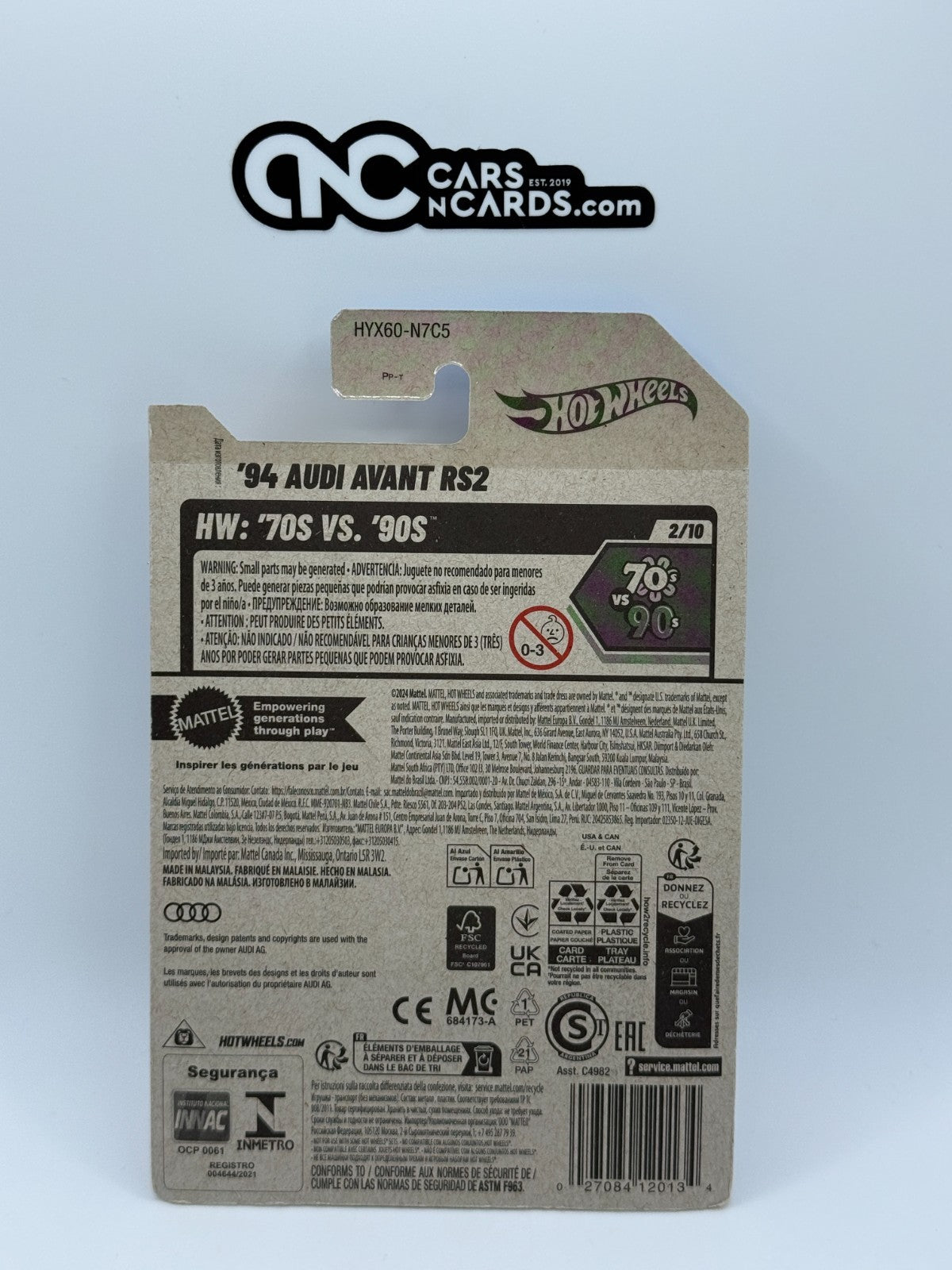 2025 Hot Wheels HW: '70s VS. '90s 2/10 '94 Audi Avant RS2 White (Card Crease)