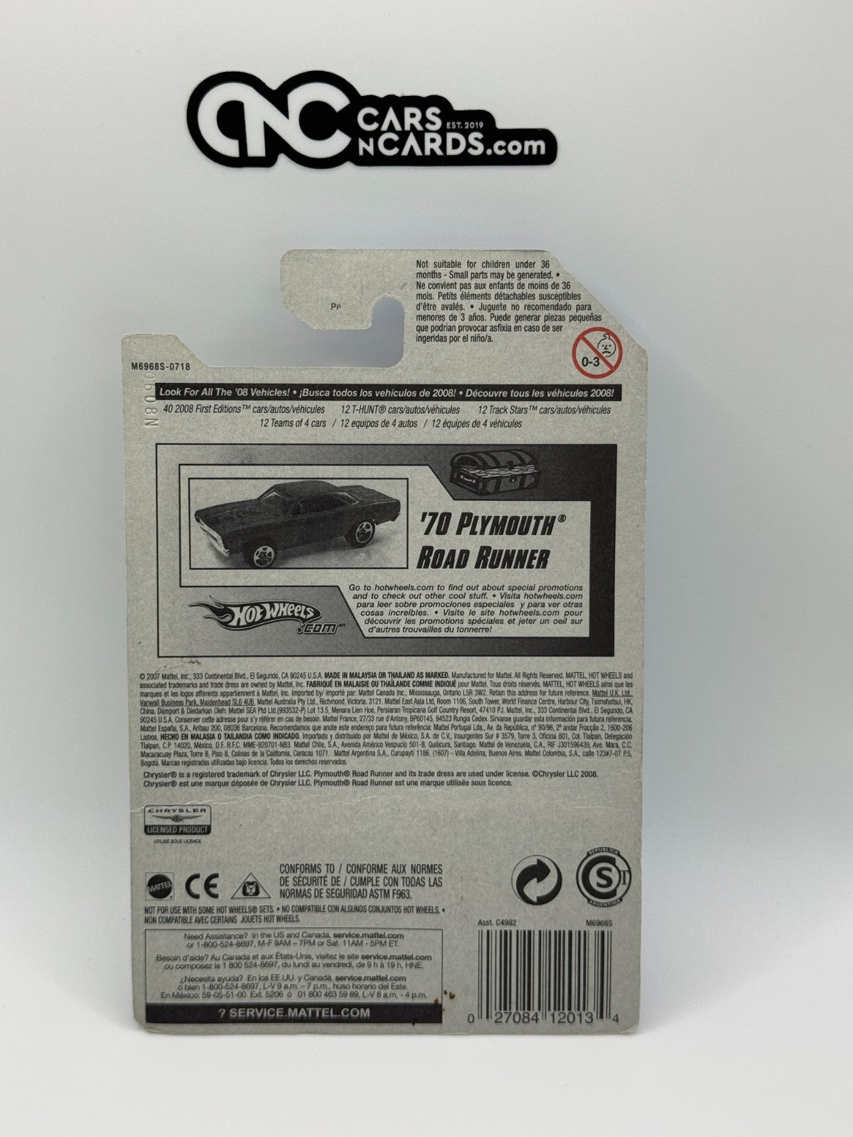 2008 Hot Wheels Super Treasure Hunt '70 Plymouth Road Runner With Protector