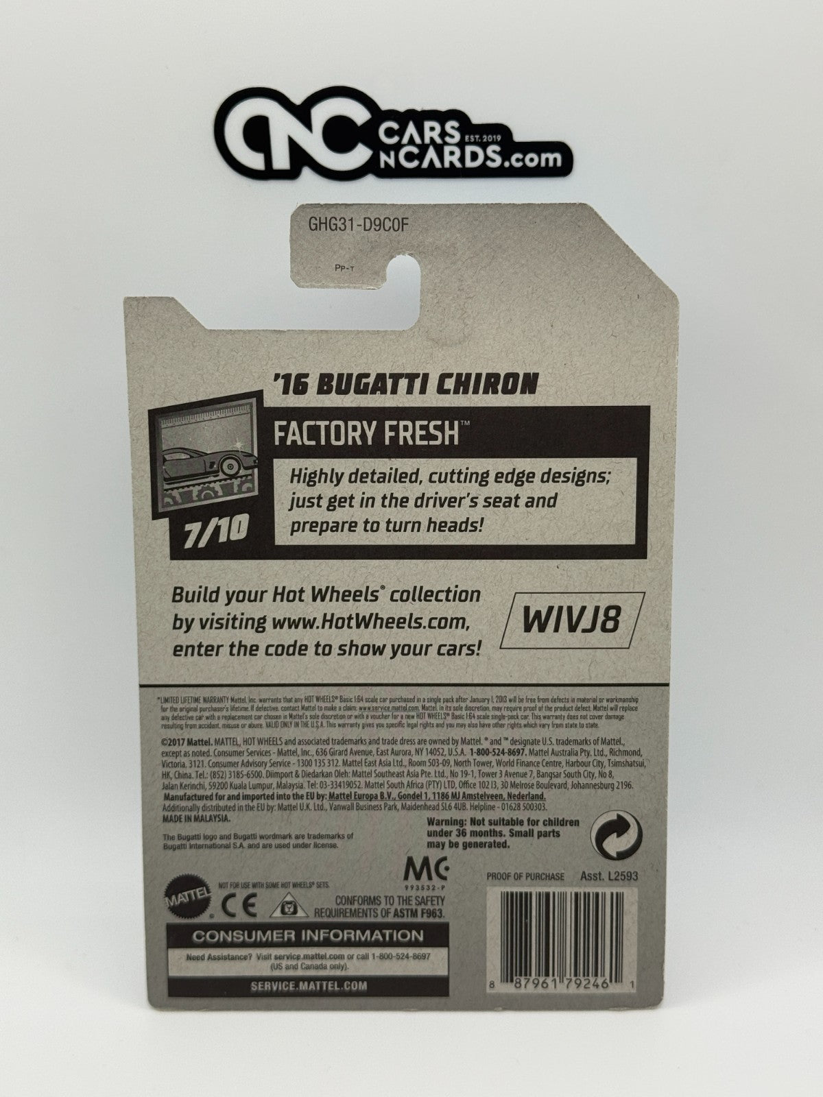 2020 Hot Wheels Factory Fresh 7/10 Zamac '16 Bugatti Chiron