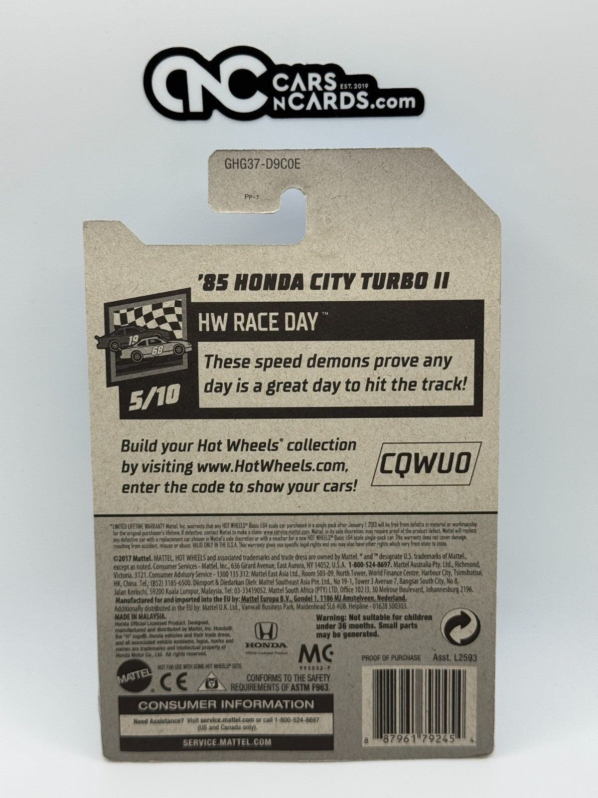 2020 Hot Wheels HW Race Day 5/10 Zamac '85 Honda City Turbo II (Soft Corners)