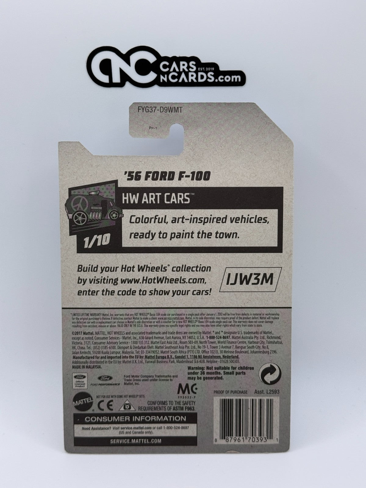 2019 Hot Wheels HW Art Cars 1/10 Zamac '56 Ford F-100