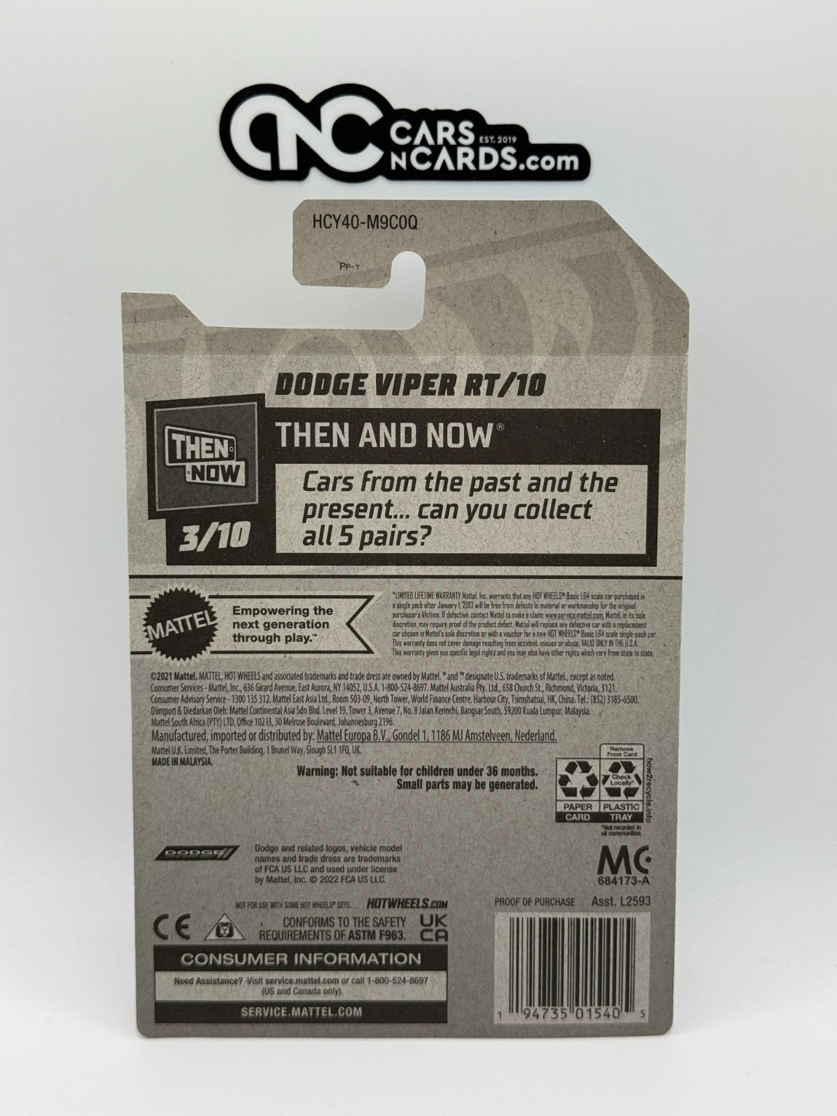 2022 Hot Wheels Then and Now 3/10 Zamac Dodge Viper RT/10