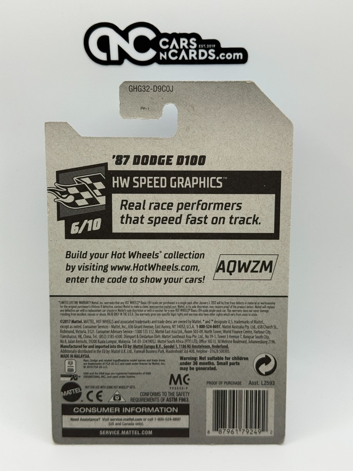 2020 Hot Wheels HW Speed Graphics 6/10 Zamac '87 Dodge D100 K&N