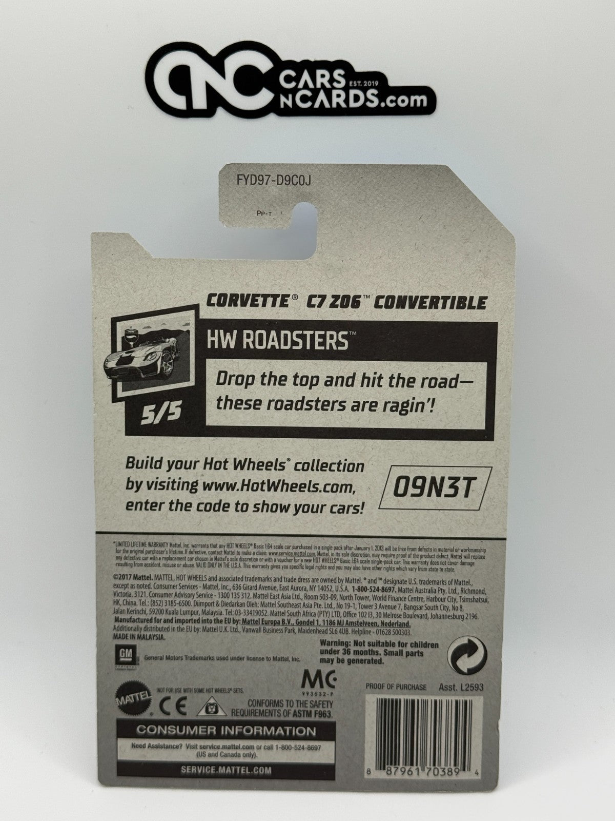 2019 Hot Wheels RLC Factory Sealed HW Roadsters 5/5 Zamac Corvette C7 Z06