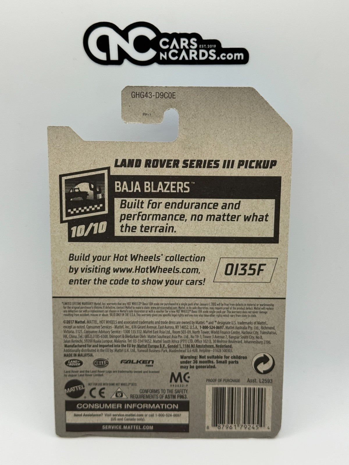 2020 Hot Wheels Baja Blazers 10/10 Zamac Land Rover Defender (Soft Corners)