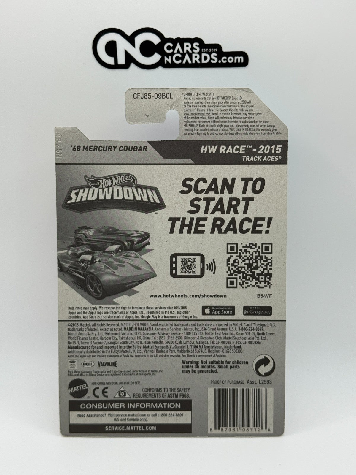 2015 Hot Wheels HW Race Team Zamac '68 Mercury Cougar (Card Damage)