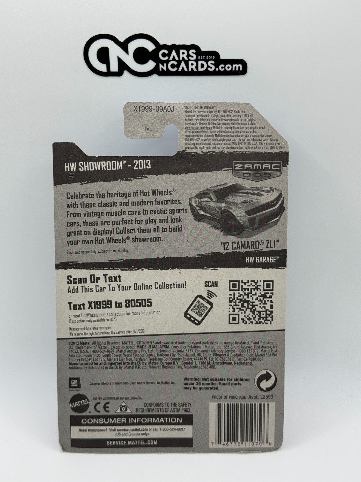 2013 Hot Wheels HW Showroom Zamac '12 Camaro ZL1 (Soft Corners)