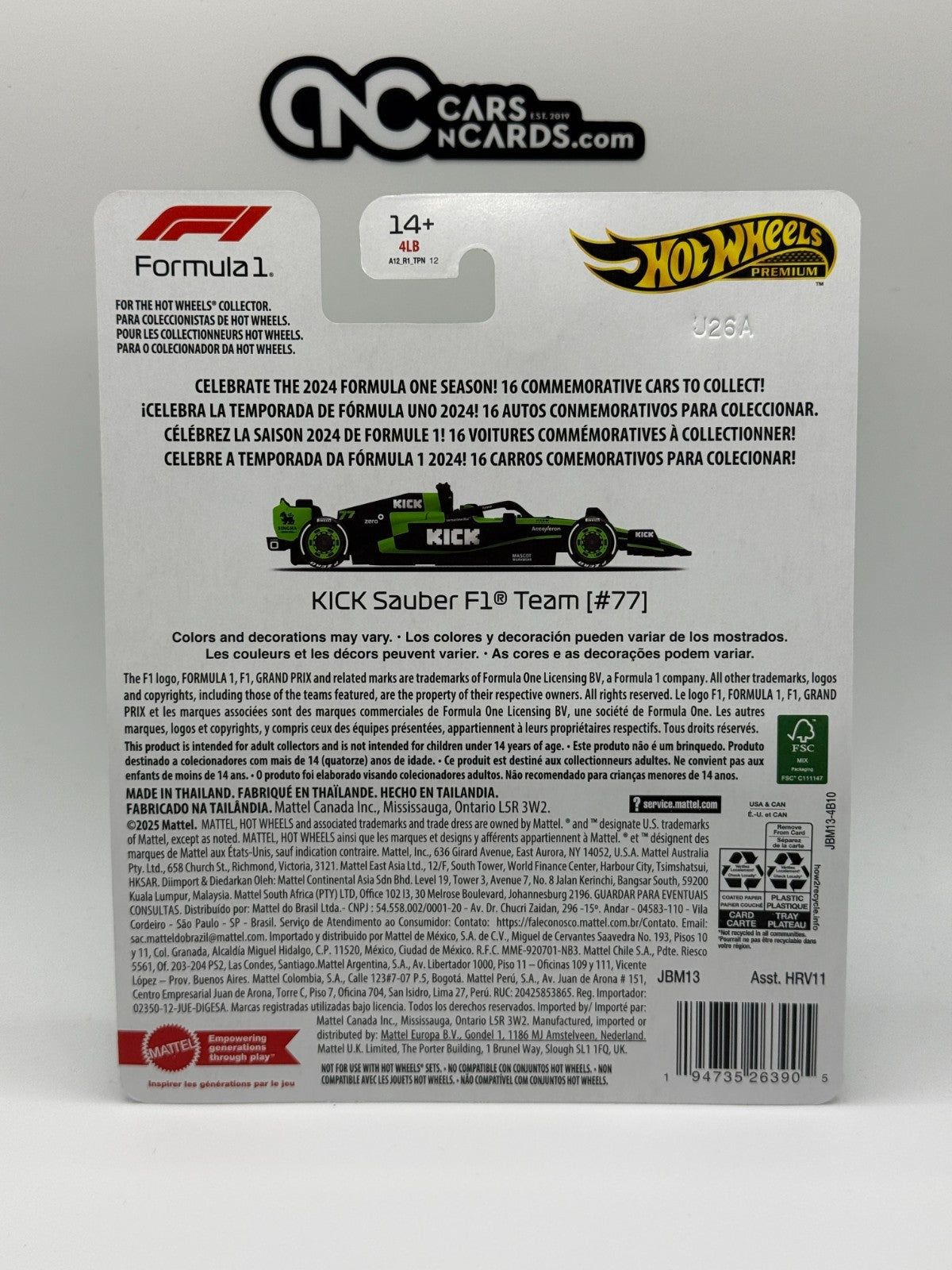 2025 Hot Wheels Premium F1 Formula 1 2024 KICK Sauber F1 Team (#77)