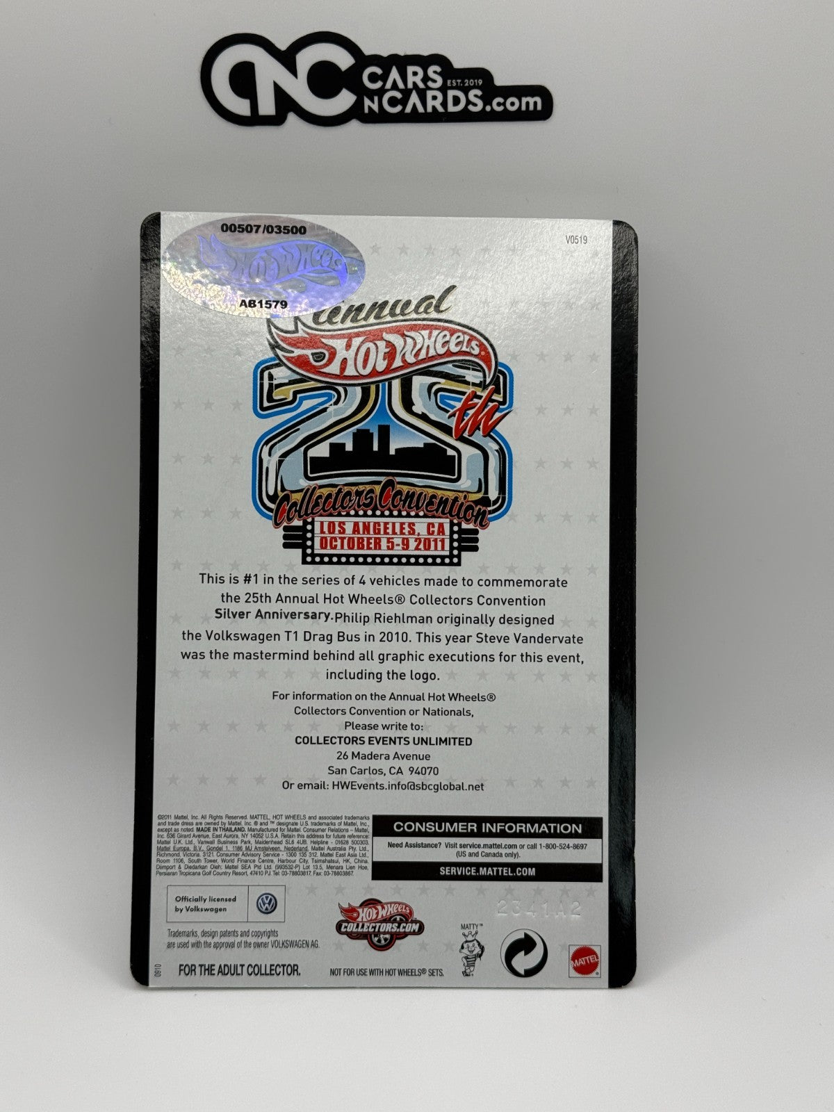 2011 Hot Wheels 25th Annual Collectors Convention LA Volkswagen T1 Drag Bus