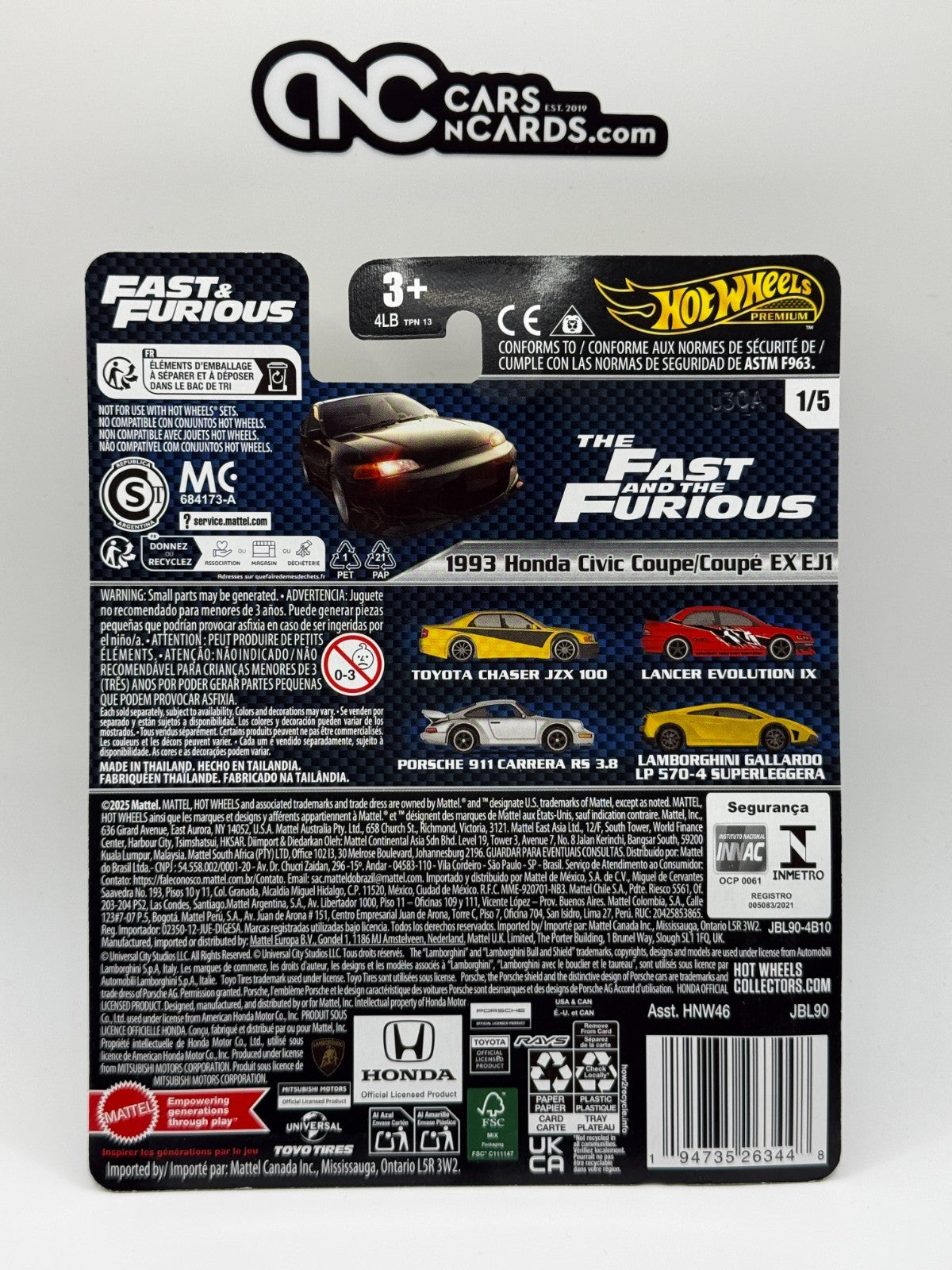 2025 Hot Wheels Premium Fast & Furious 1/5 1993 Honda Civic Coupe EX EJ1