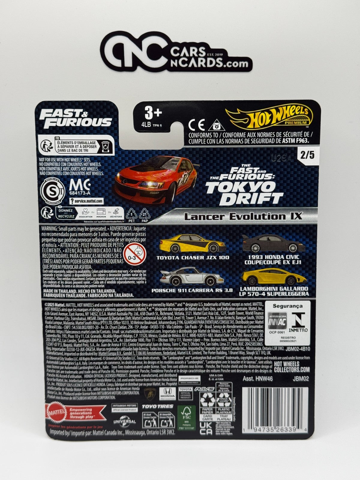 2025 Hot Wheels Premium Fast & Furious 2/5 Lancer Evolution IX