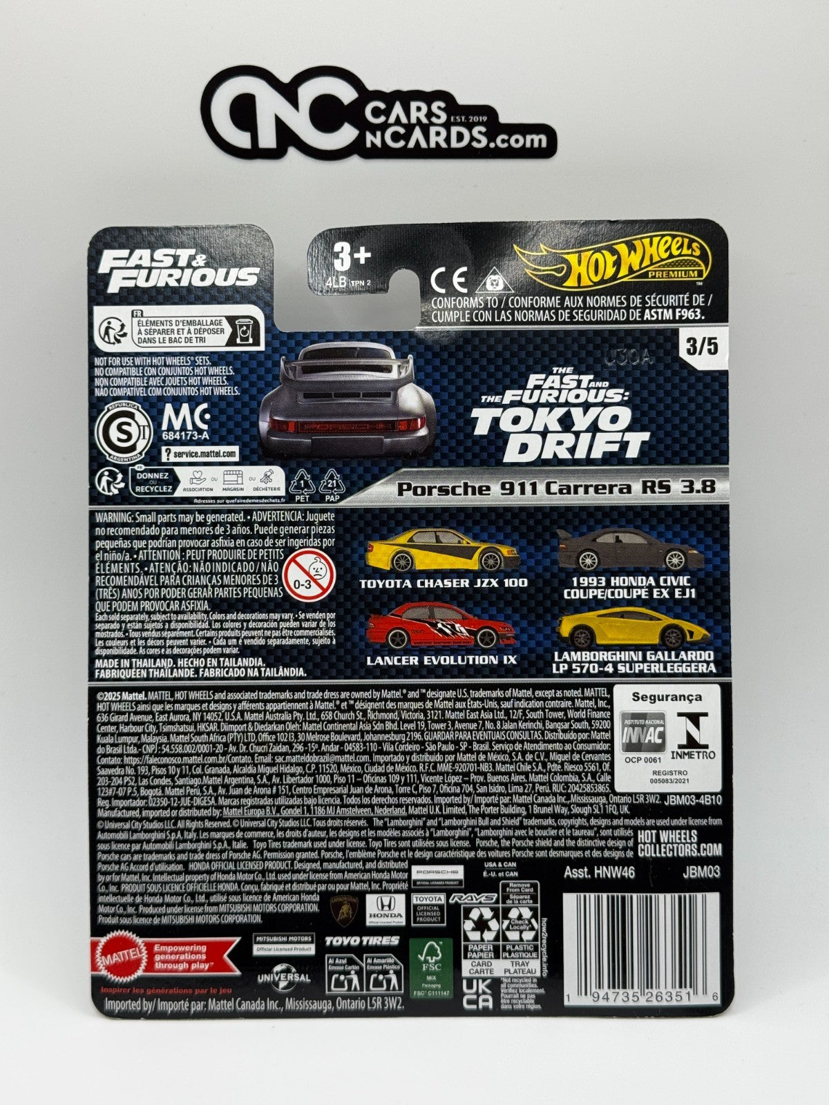 2025 Hot Wheels Premium Fast & Furious Porsche 911 Carrera RS (Blister Damage)