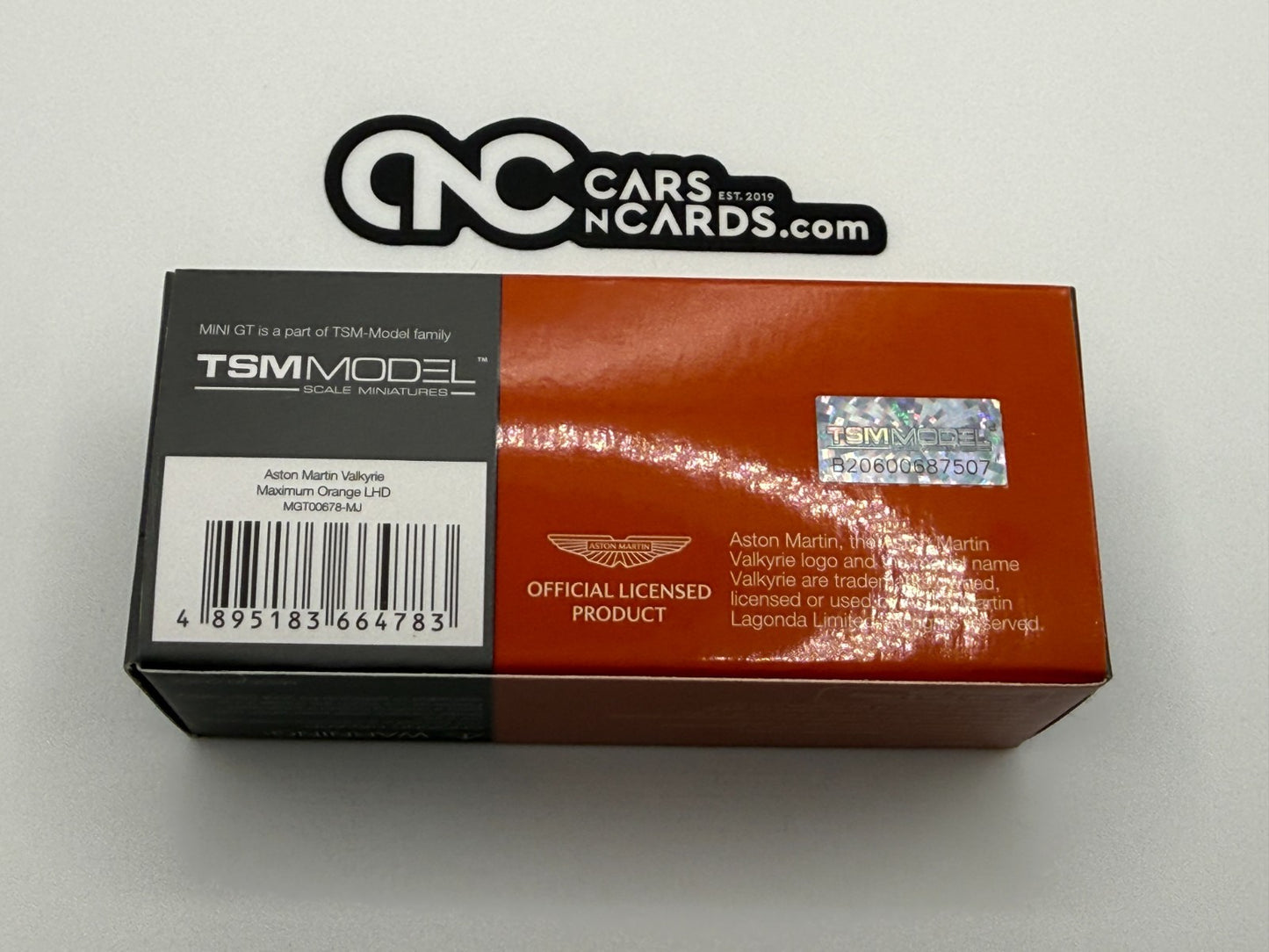 MINI GT Aston Martin Valkyrie Orange #678 Open Box