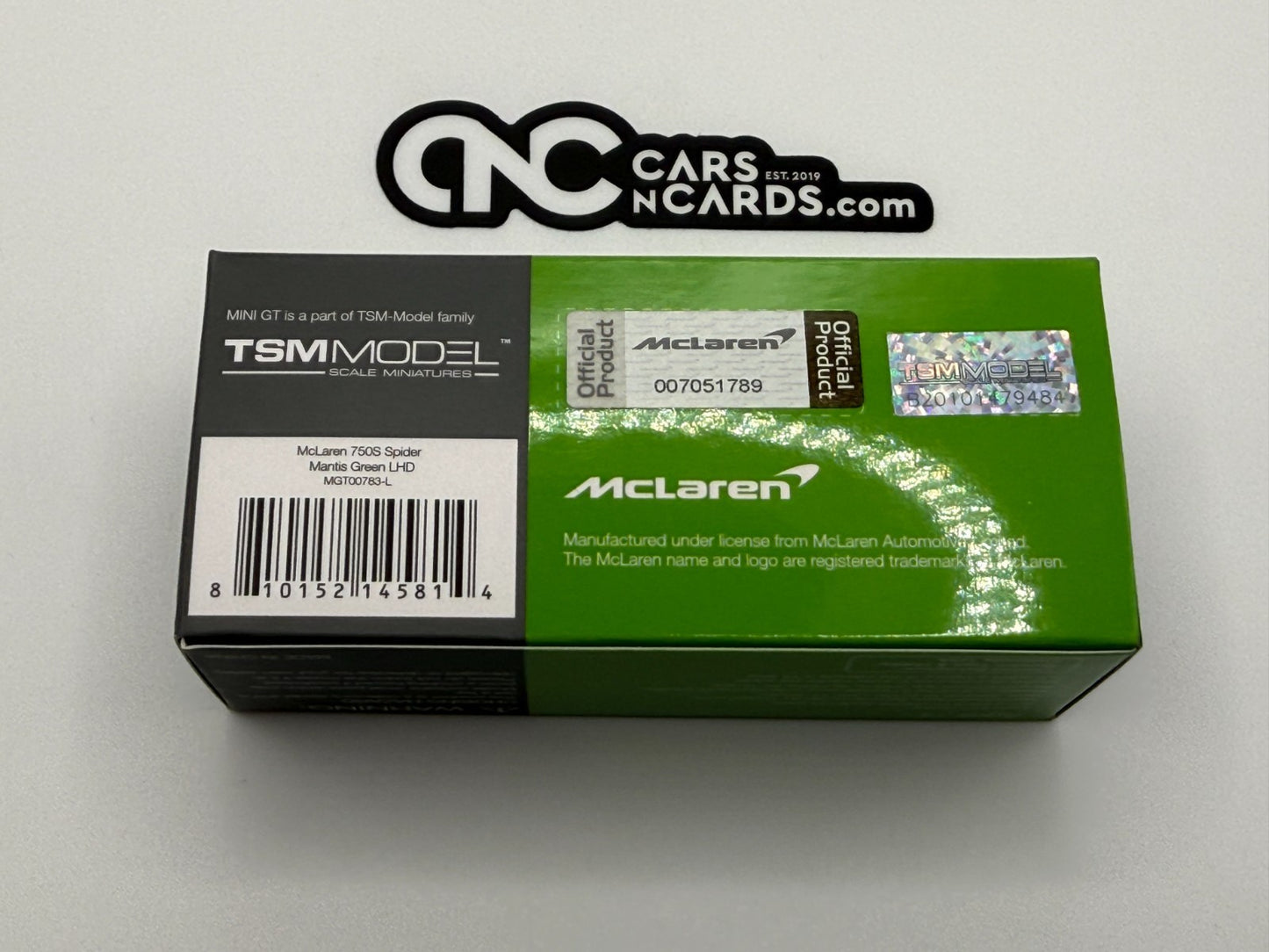 MINI GT McLaren 750S Spider #783 Mantis Green Open Box
