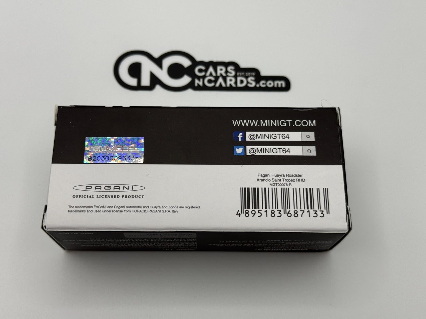 MINI GT Pagani Huayra Roadster Arancio Saint Tropez #78 Open Box