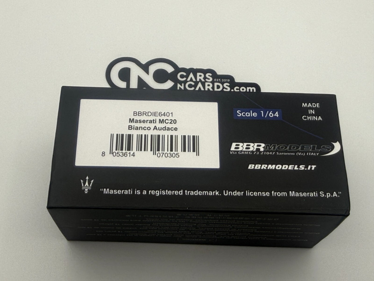 BBR Models Maserati MC20 Bianco Audace BBRDIE6401 Open Box