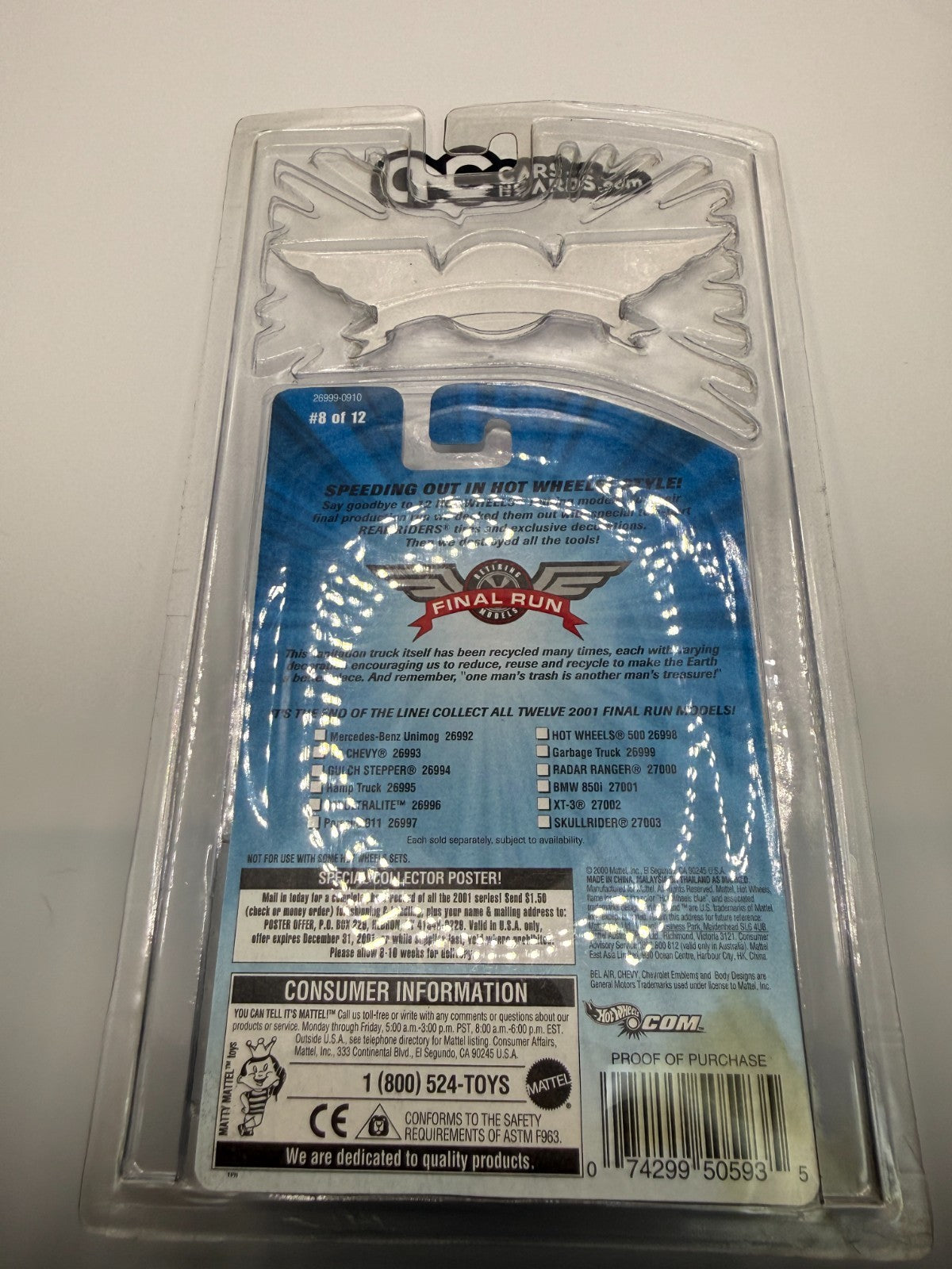 2001 Hot Wheels Final Run Garbage Truck