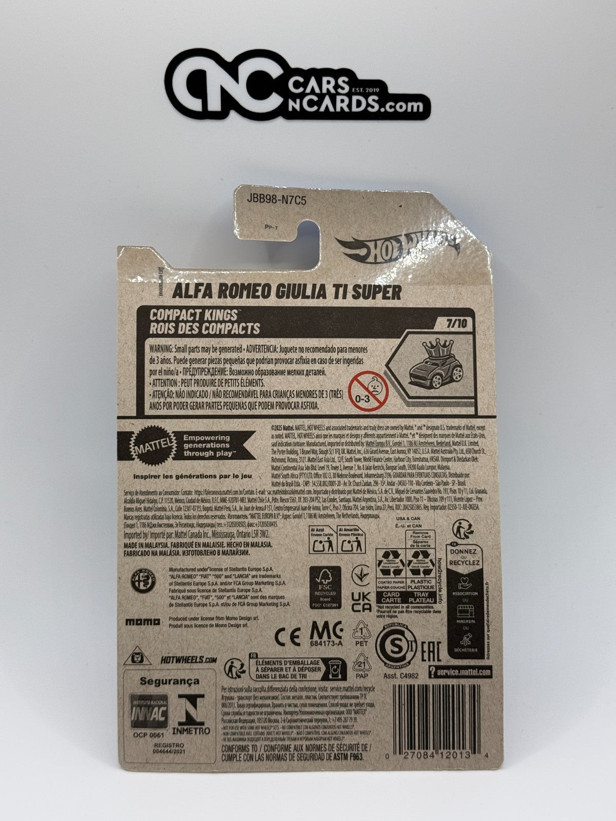 2025 Hot Wheels Compact Kings 7/10 Alfa Romeo Giulia TI Super White