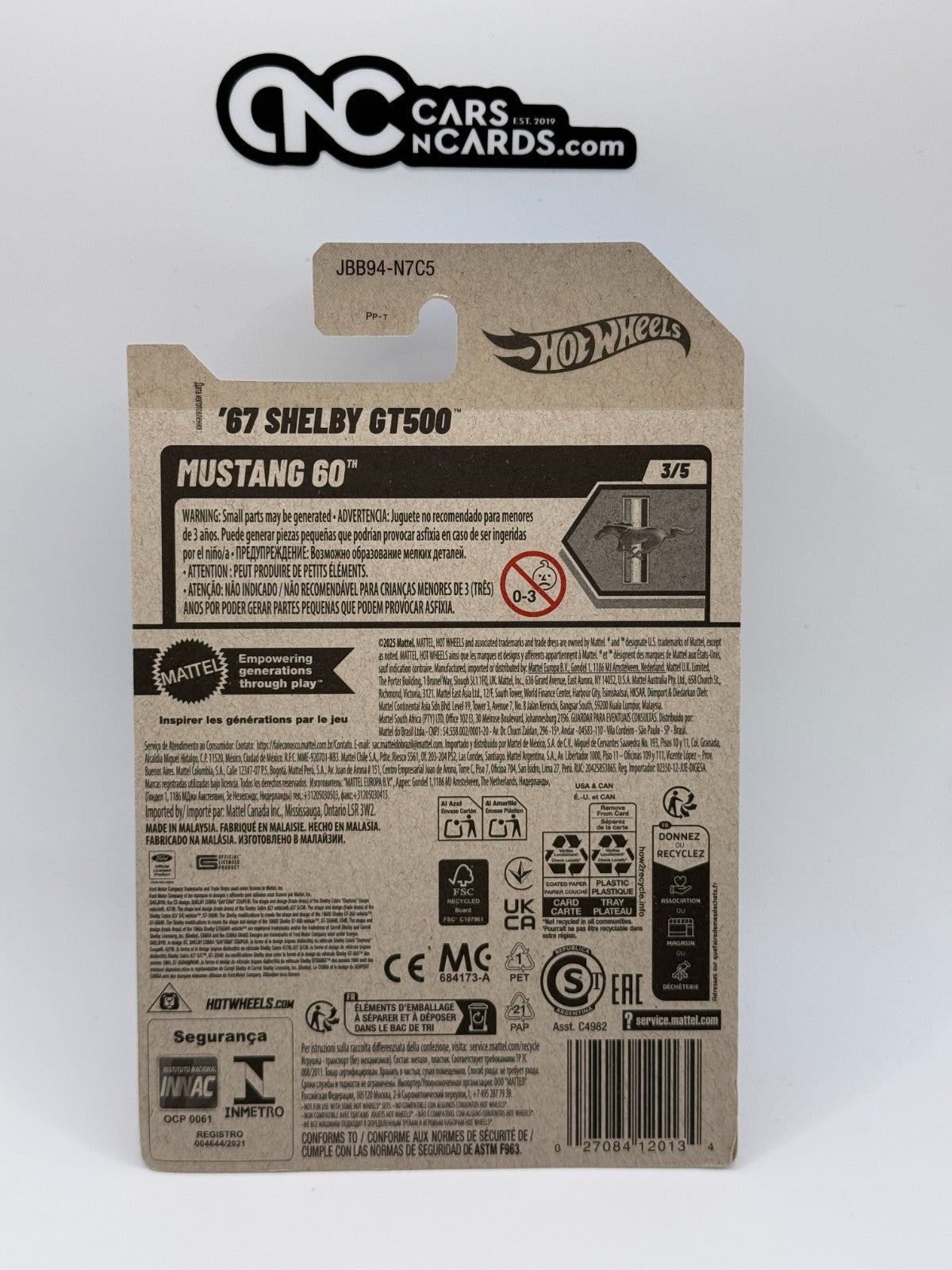 2025 Hot Wheels Mustang 60 3/5 '67 Shelby GT500 Black