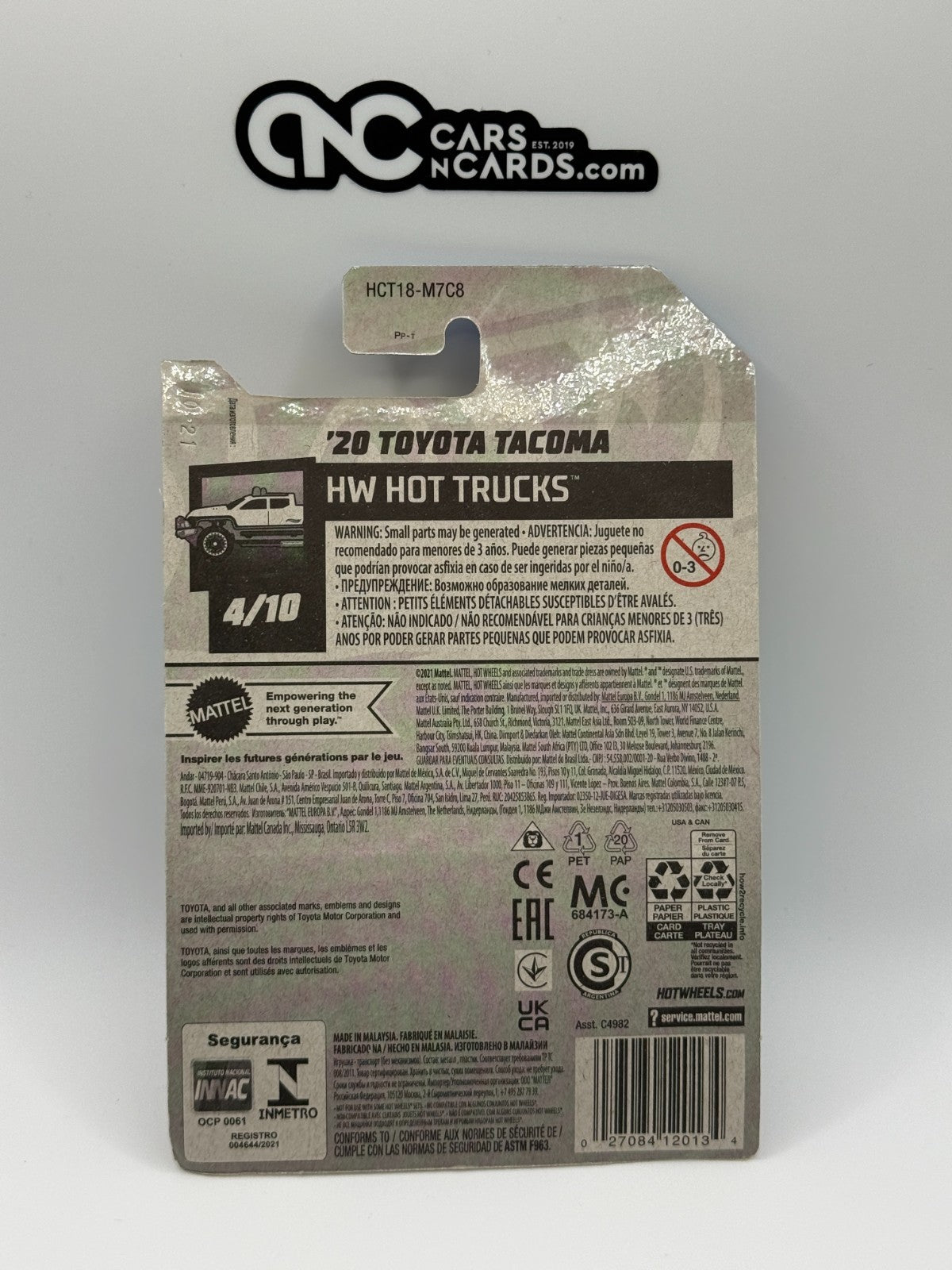 2022 Hot Wheels HW Hot Trucks 4/10 '20 Toyota Tacoma (Card Damage)