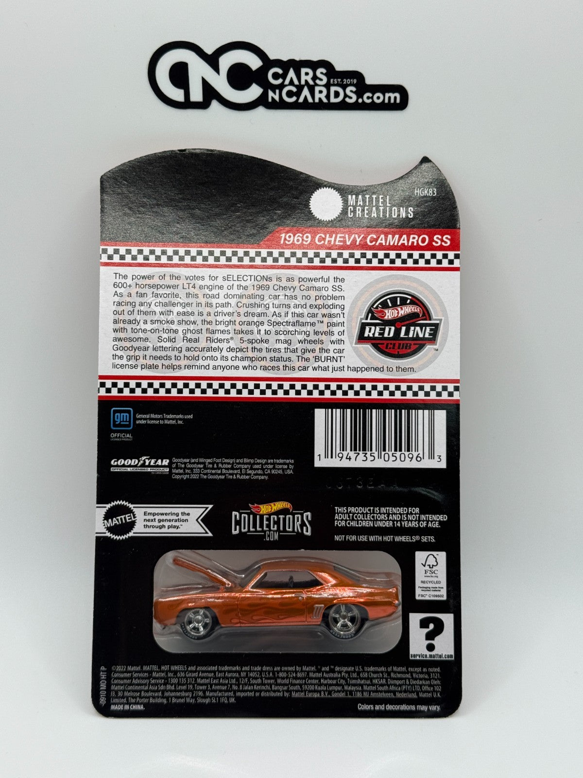 2022 Hot Wheels RLC sELECTIONs 1969 Chevy Camaro SS Orange With Protector