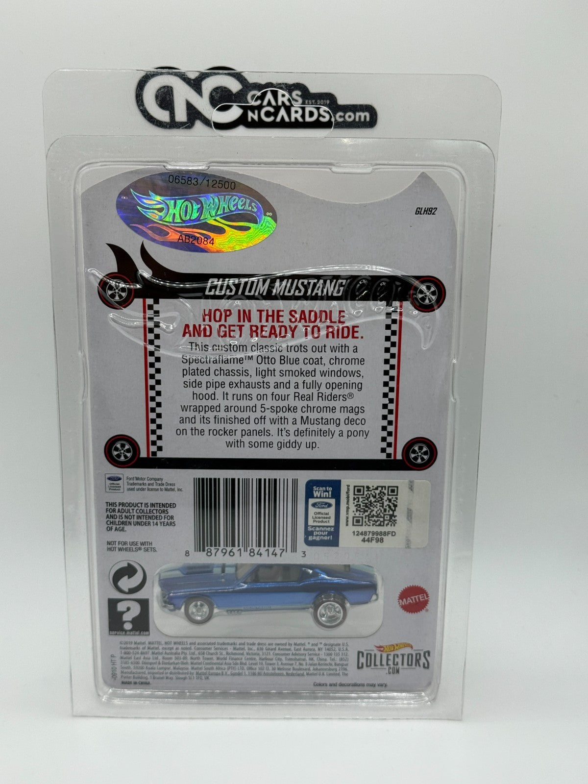 2019 Hot Wheels RLC Custom Mustang Blue 06583/12500 With Protector