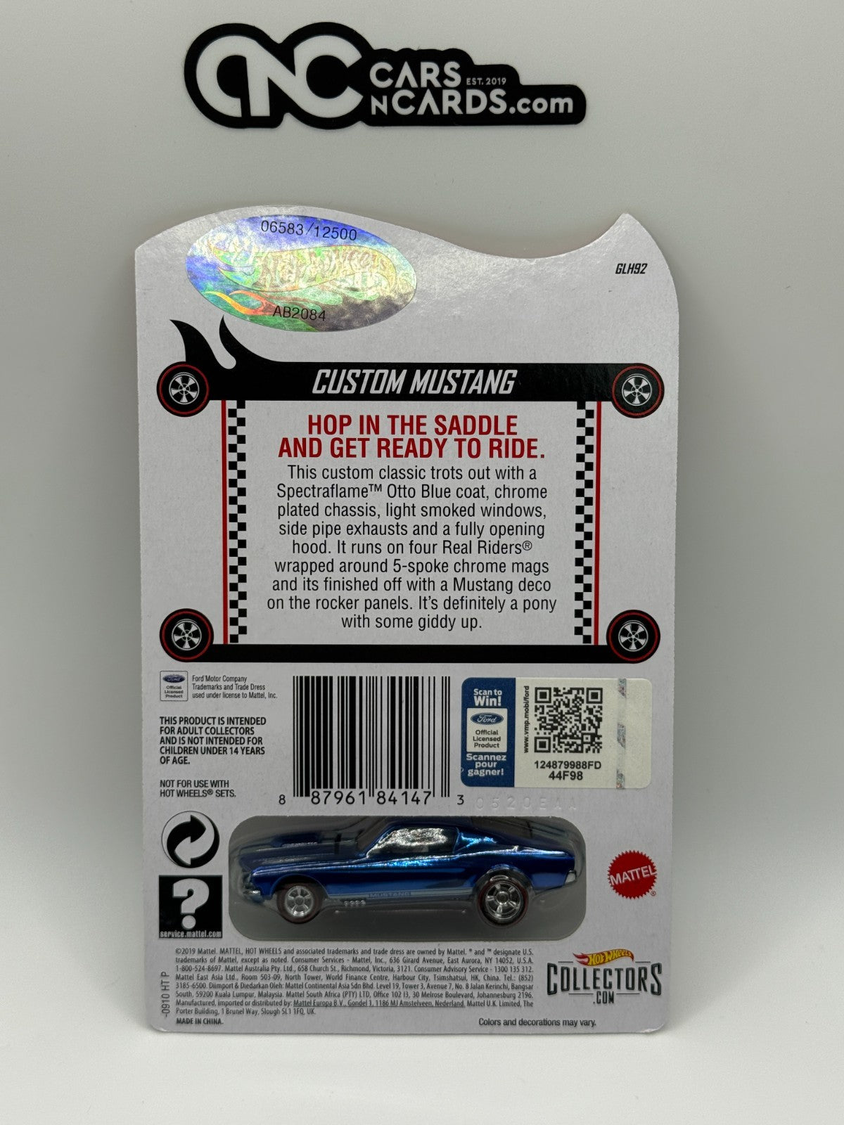 2019 Hot Wheels RLC Custom Mustang Blue 06583/12500 With Protector