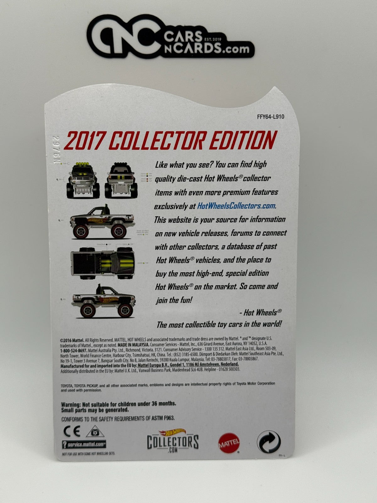 2017 Hot Wheels Zamac Mail In 1987 Toyota Pickup With Protector Blister Damage