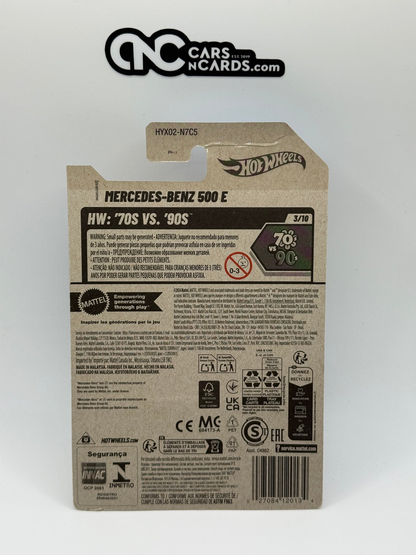 2025 Hot Wheels HW: '70s Vs. '90s 3/10 Mercedes-Benz 500 E Green (Card Damage)