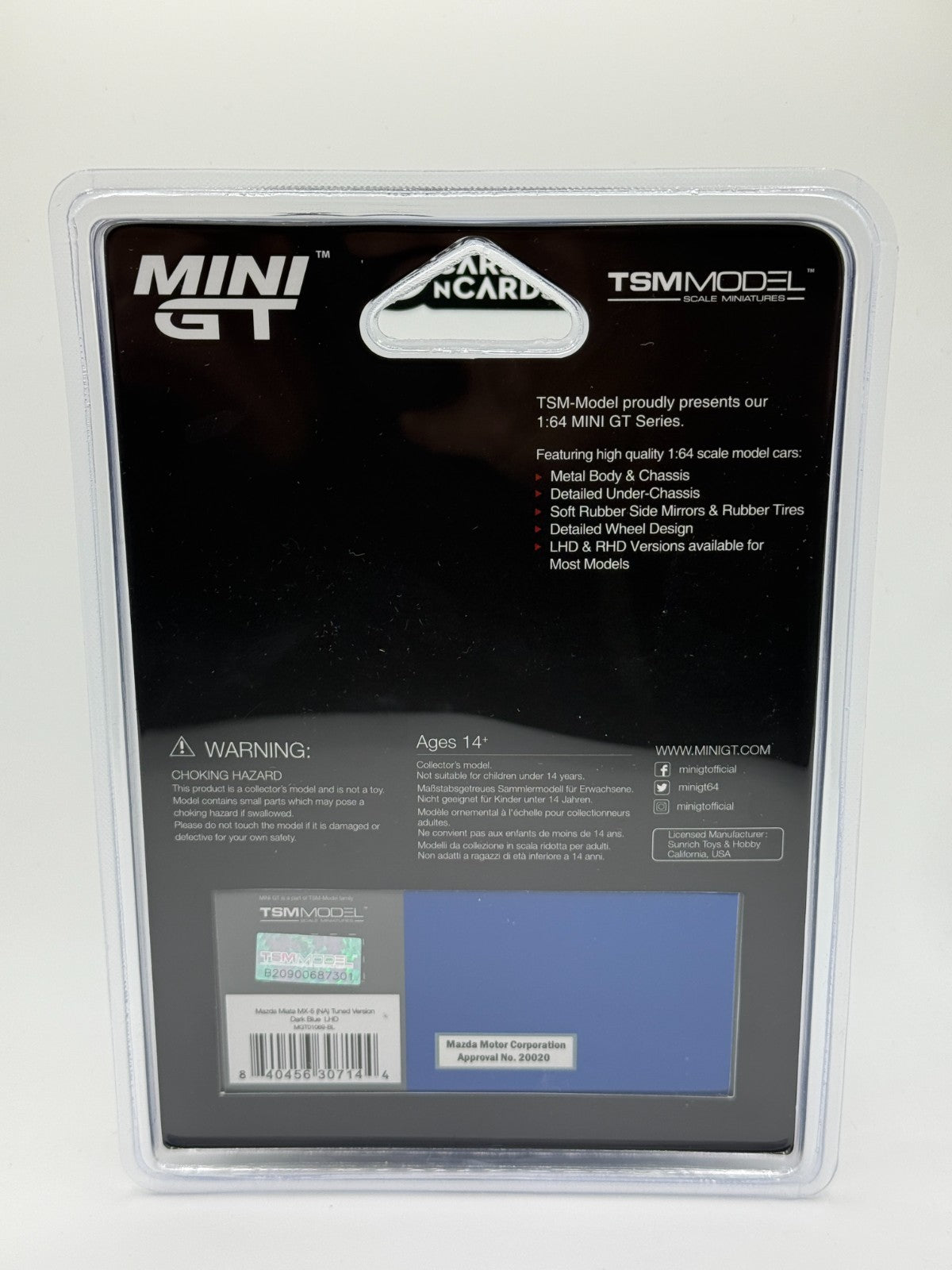 Mini GT 1:64 Mazda Miata MX-5 (NA) Tuned Version – Dark Blue